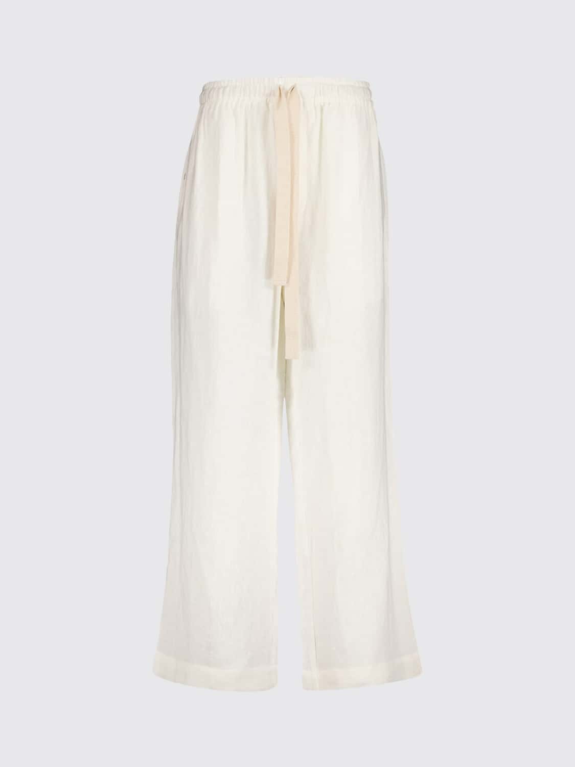 COMMAS PANTALONI: Pantaloni Commas a gamba dritta in puro lino con coulisse in vita, Bianco - Img 2