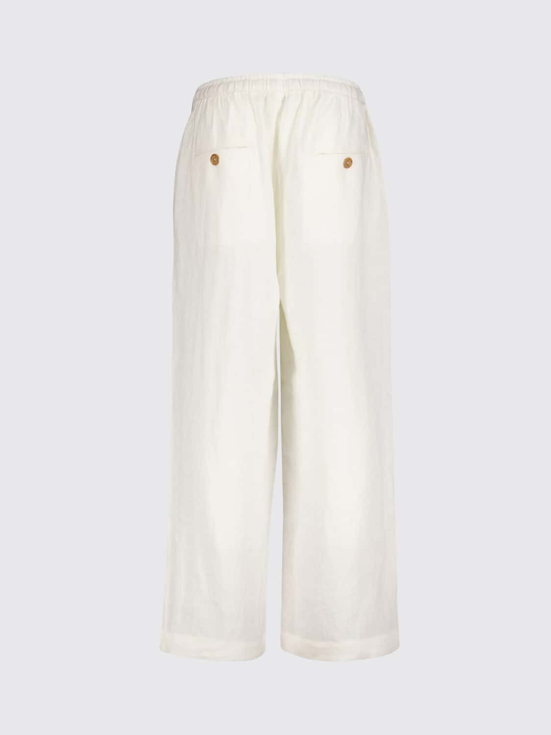 COMMAS PANTALONI: Pantaloni Commas a gamba dritta in puro lino con coulisse in vita, Bianco - Img 3