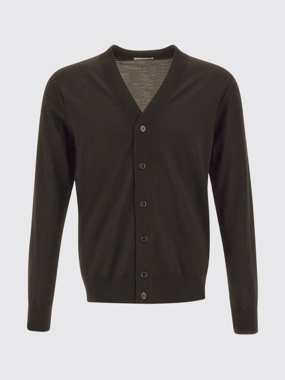PAOLO PECORA SWEATER: V-Neck Virgin Wool Cardigan Paolo Pecora with Long Sleeves and Ribbed Trims, Brown - Img 3