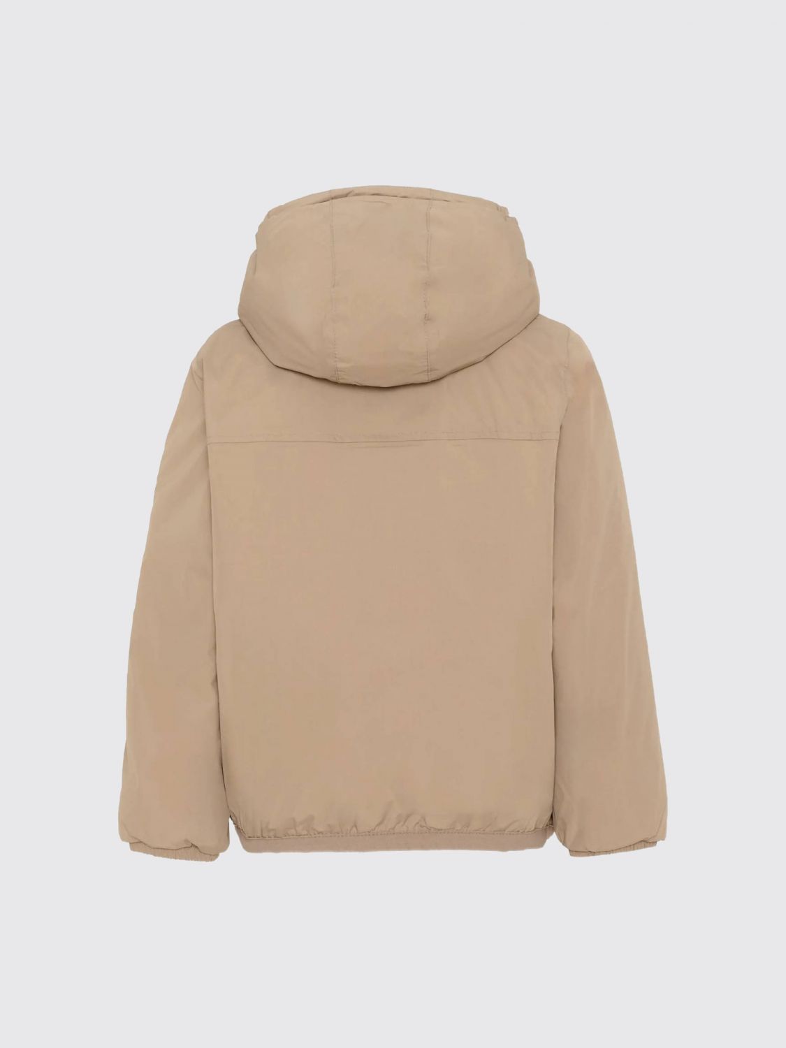 K-WAY JACKET: K-Way Boy's Le Vrai 4.0 Claude Jacket with Hood and Shearling Interior, Brown - Img 2