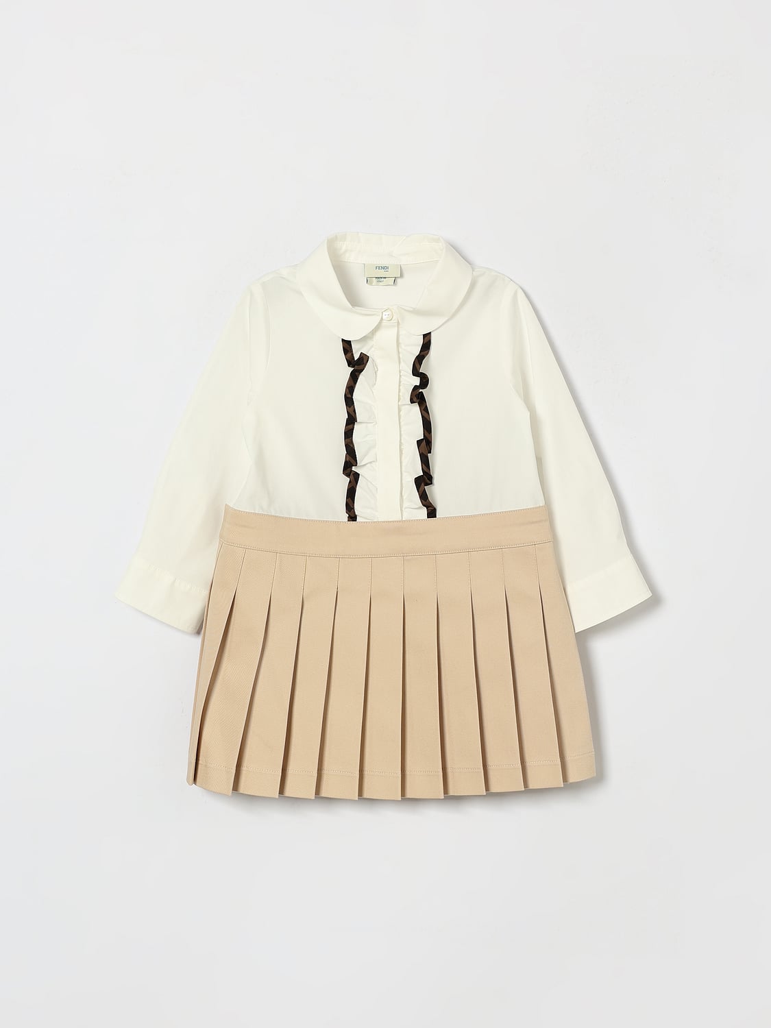 FENDI ROMPER: Fendi Girl's Cotton-Blend Dress with Peter Pan Collar and Ruffles, Violet - Img 1