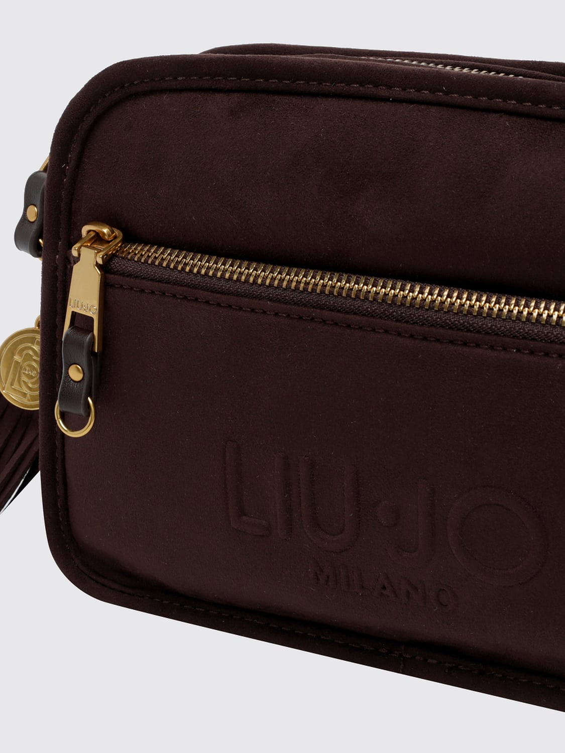 LIU JO UMHÄNGETASCHE: Liu Jo Umhängetasche aus Kunstleder in Velourslederoptik mit Ton-in-Ton-Logo, Braun - Img 4
