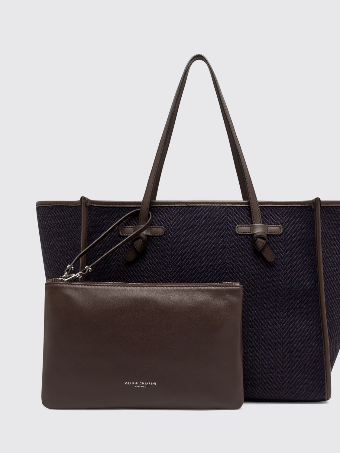 GIANNI CHIARINI BORSA A SPALLA: Borsa a spalla Marcella Gianni Chiarini in misto lana con motivo chevron, Blue Navy - Img 3