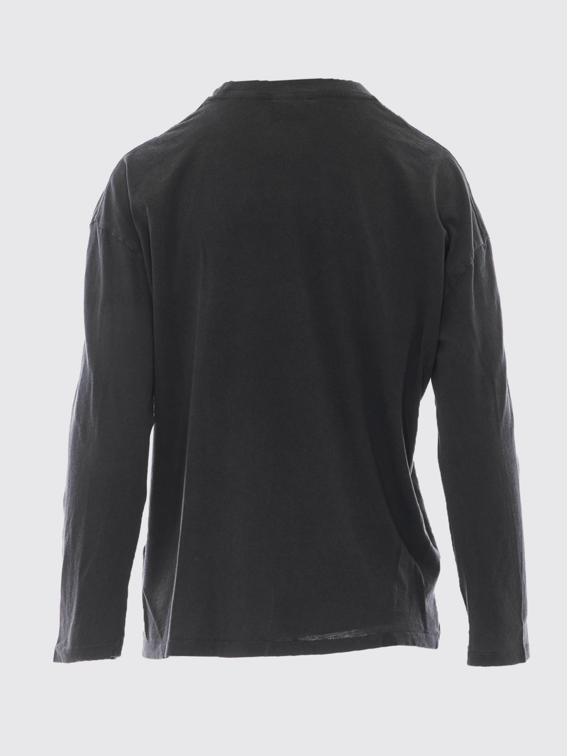 ANINE BING T-SHIRT: Langärmeliges Anine Bing Baumwoll-T-Shirt mit kontrastierendem Logo-Druck, Schwarz - Img 3