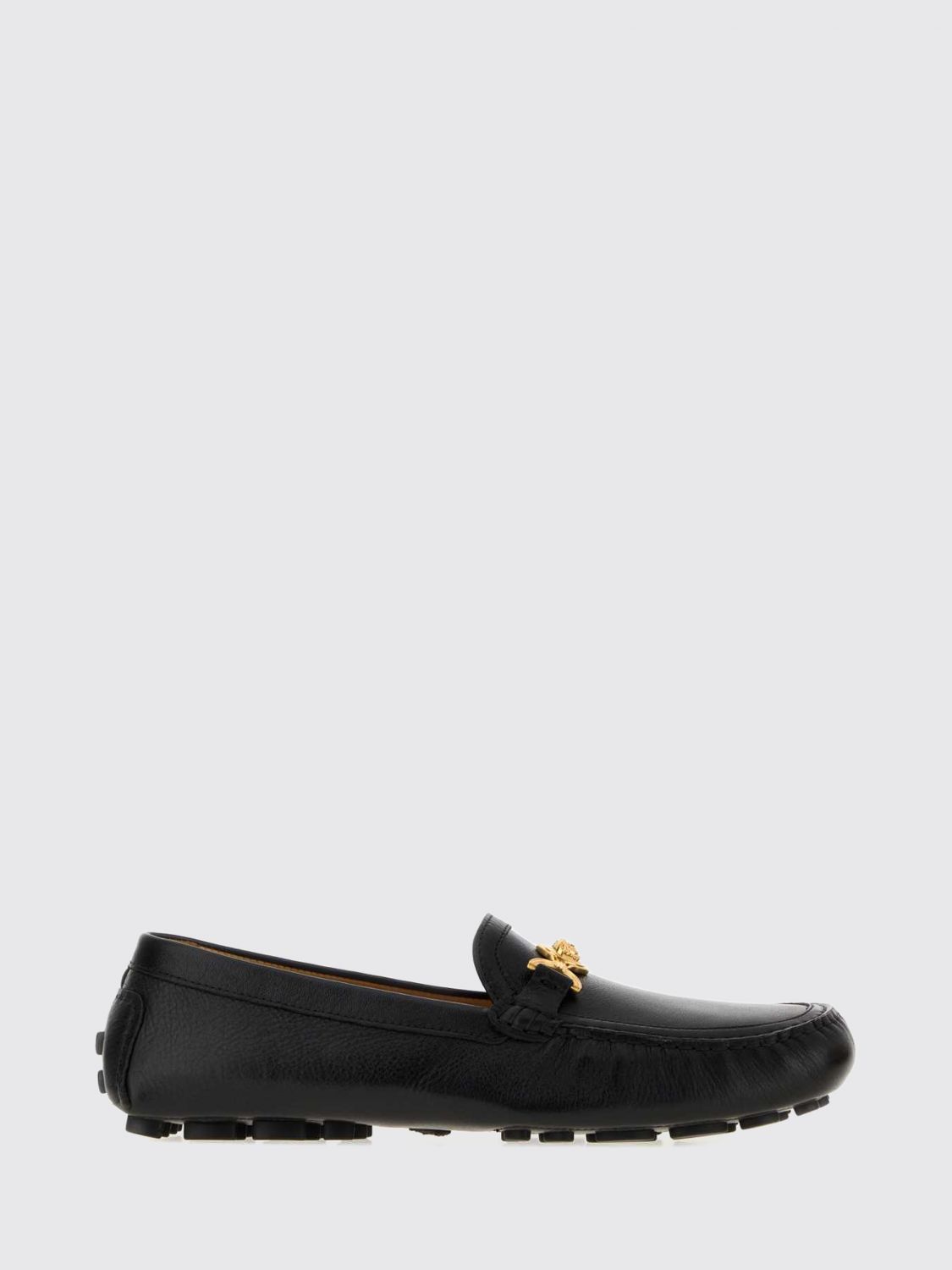 VERSACE LOAFERS: Calfskin Driver Versace Loafers with Medusa Plaque, Black - Img 1