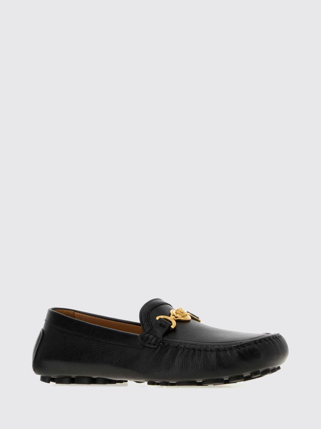 VERSACE LOAFERS: Calfskin Driver Versace Loafers with Medusa Plaque, Black - Img 2