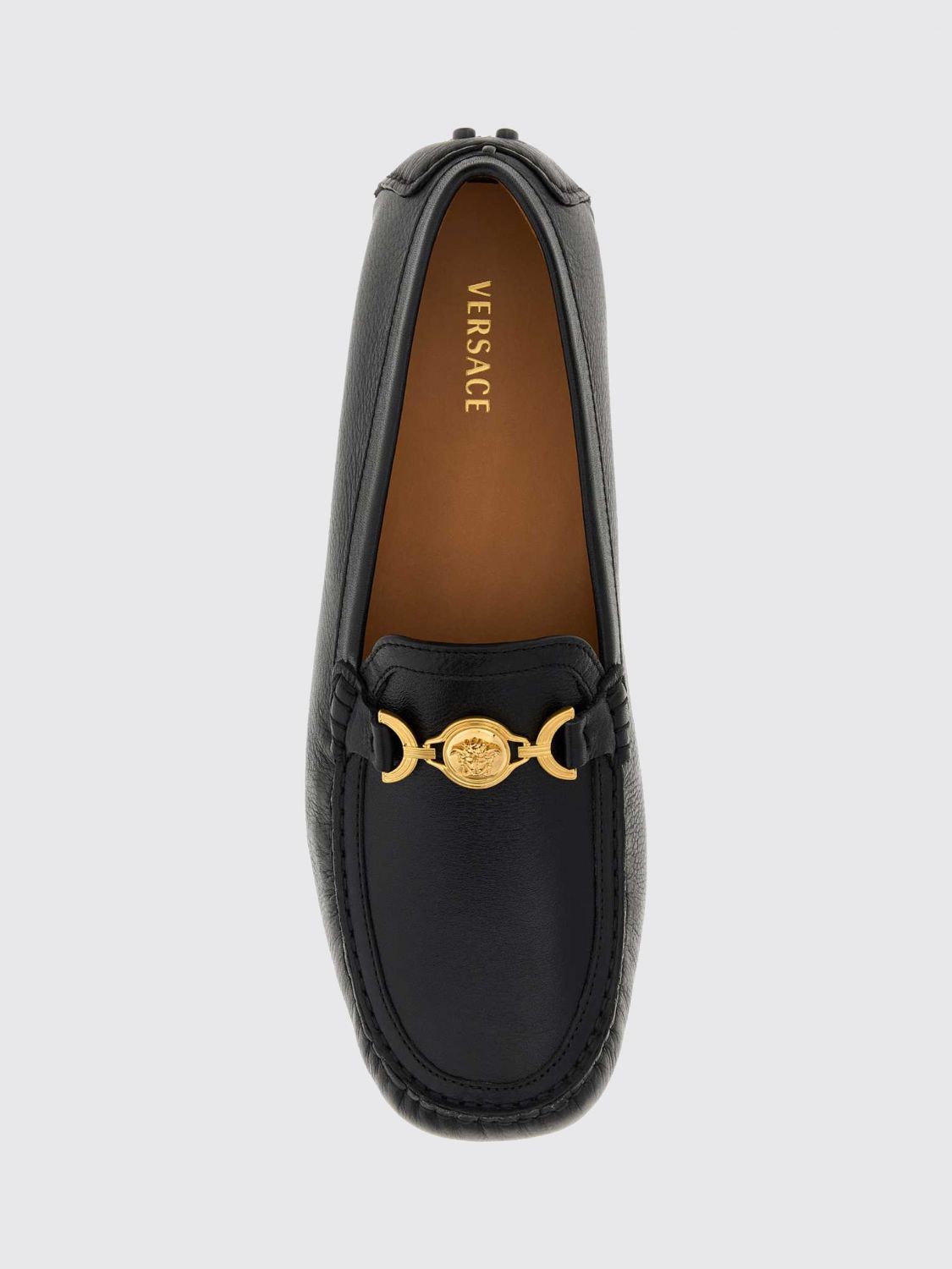VERSACE LOAFERS: Calfskin Driver Versace Loafers with Medusa Plaque, Black - Img 3