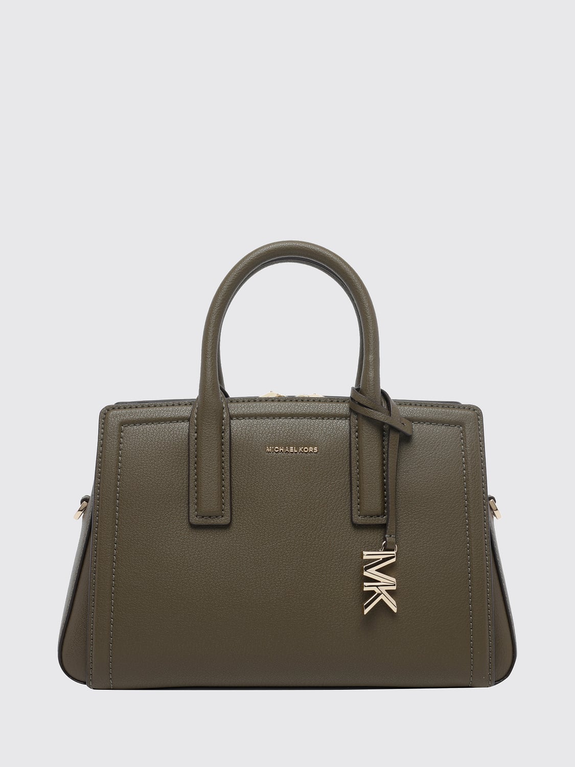 MICHAEL KORS BORSA A MANO: Borsa a mano Laila Michael Kors in pelle di vitello con doppio manico e charm, Verde - Img 1