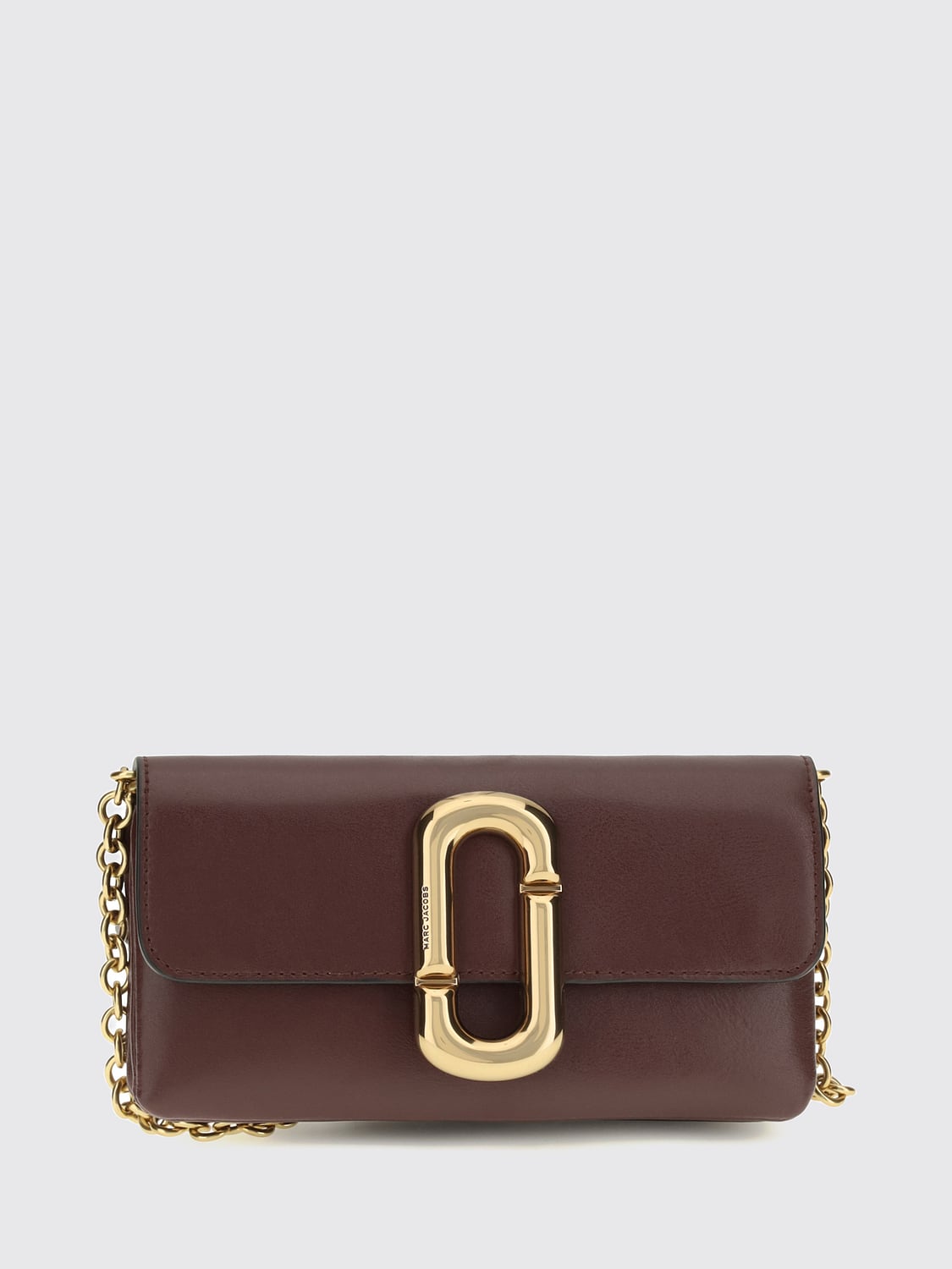 MARC JACOBS MINITASCHE: Marc Jacobs Scene Wallet on Chain aus glattem Kalbsleder, Burgunderrot - Img 1