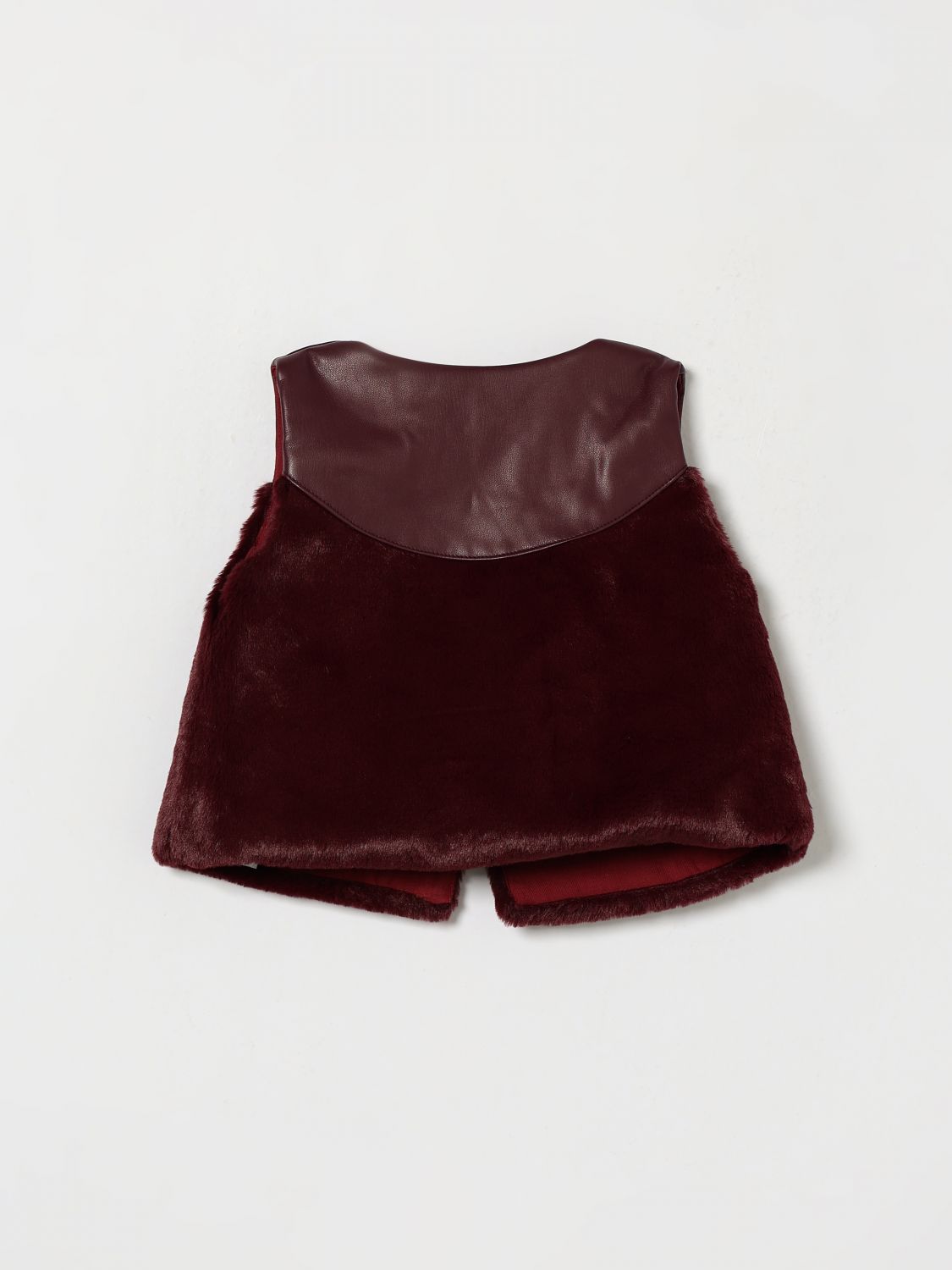 CHLOÉ COAT: Chloé Girl's Faux Fur Gilet with Button Closure, Royal Blue - Img 2
