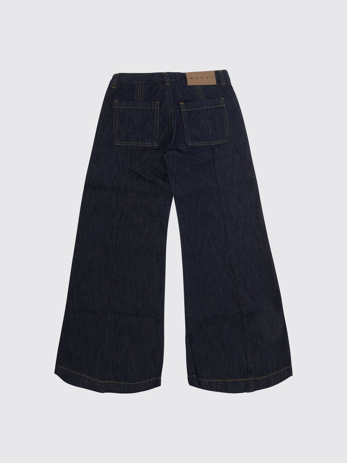 MARNI JEANS: Hoch taillierte Flare-Jeans Marni für Mädchen aus Denim mit Schleife, Blau - Img 2