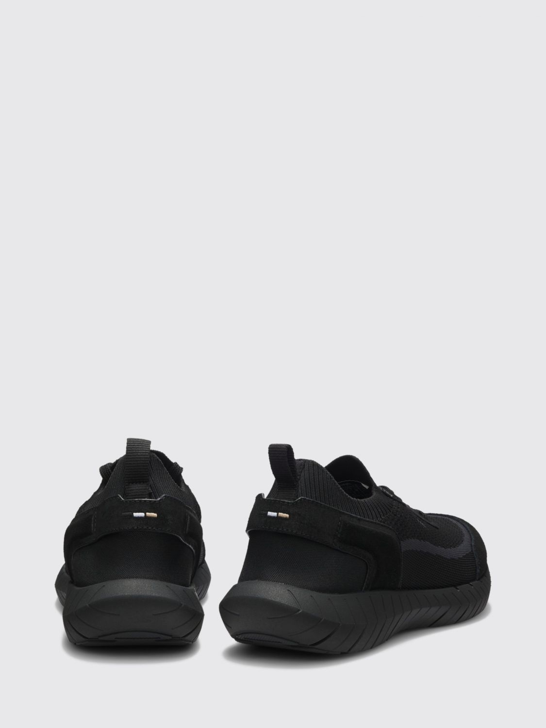 BOSS SNEAKERS: BOSS Motion Knit and Suede Sneakers with Rubber Sole, Black - Img 3