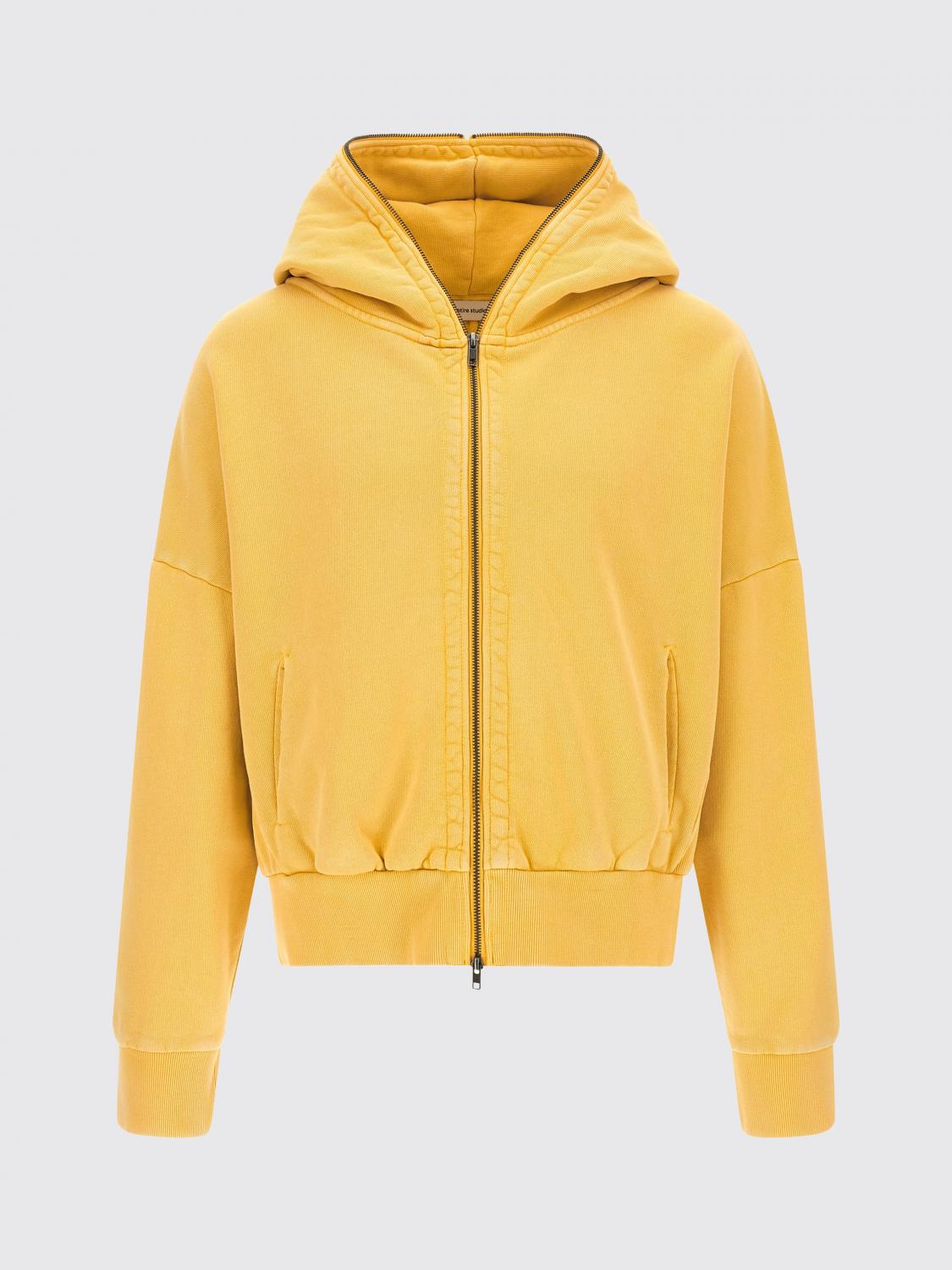 ENTIRE STUDIOS SWEATSHIRT: Entire Studios Zipped Cotton Hoodie with Dropped Shoulders and Slit Pockets, Yellow - Img 2