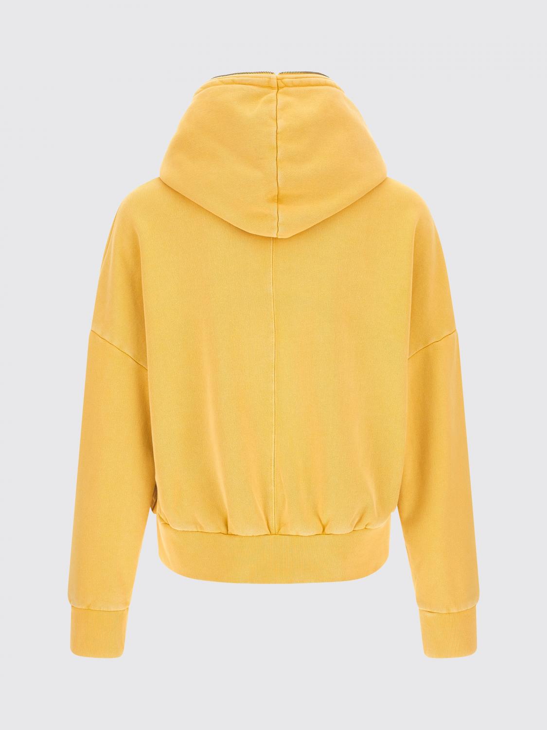 ENTIRE STUDIOS SWEATSHIRT: Entire Studios Zipped Cotton Hoodie with Dropped Shoulders and Slit Pockets, Yellow - Img 3