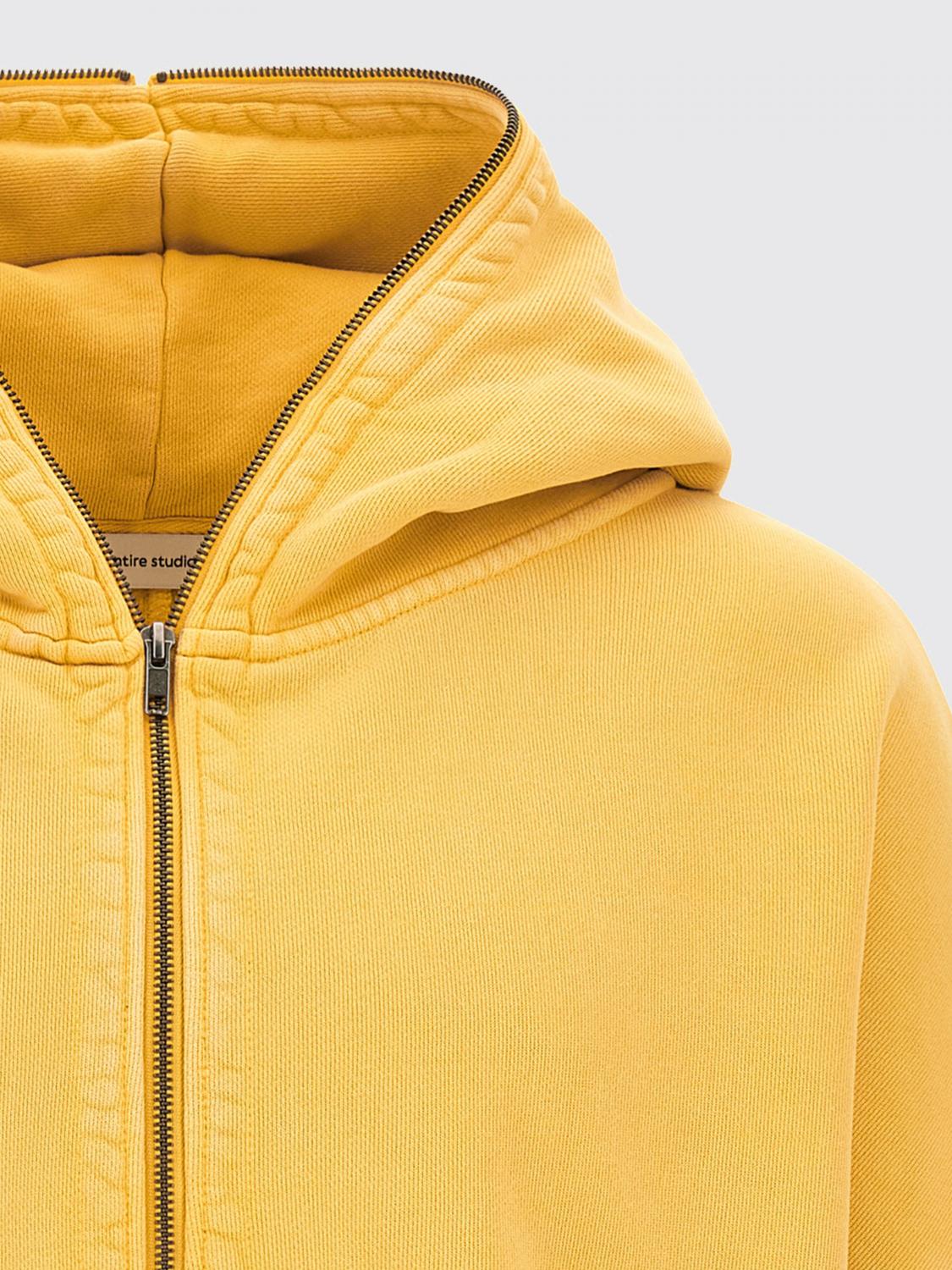 ENTIRE STUDIOS SWEATSHIRT: Entire Studios Zipped Cotton Hoodie with Dropped Shoulders and Slit Pockets, Yellow - Img 4