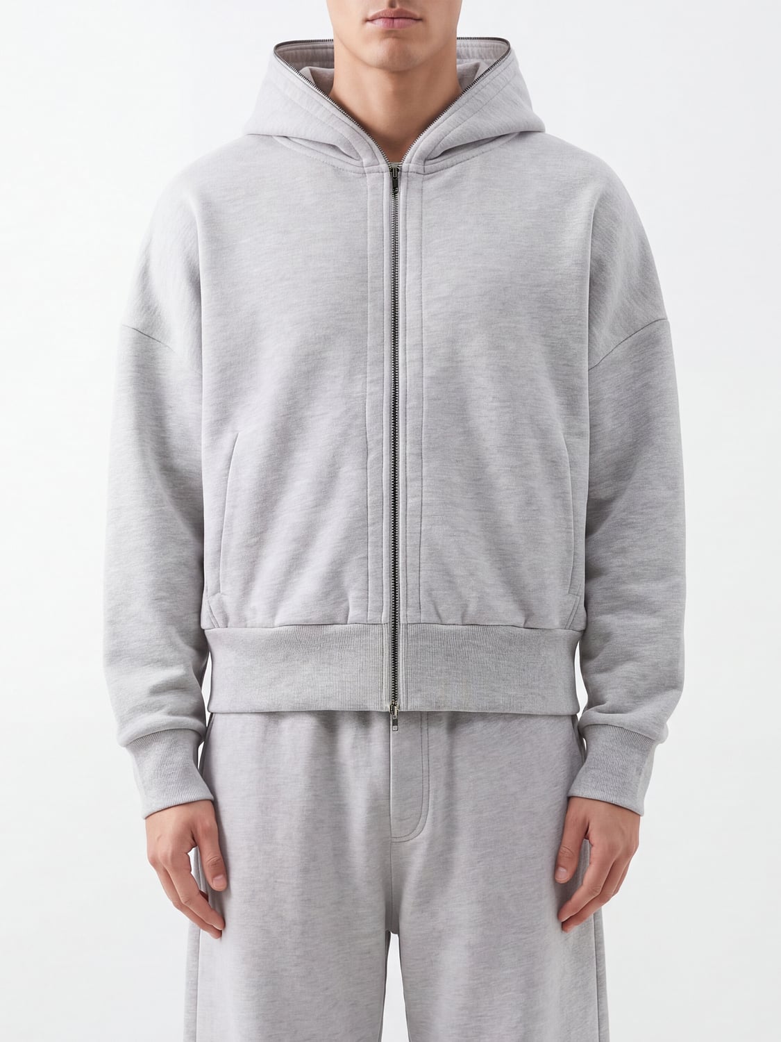 ENTIRE STUDIOS SWEATSHIRT: Entire Studios Zipped Cotton Hoodie with Dropped Shoulders and Slit Pockets, Grey - Img 1
