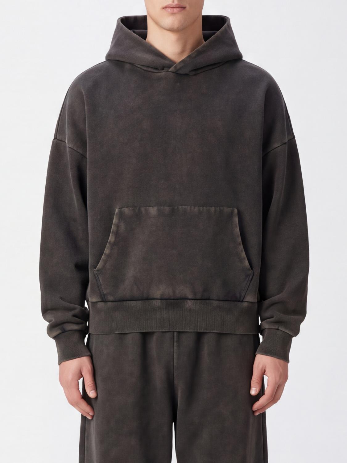 ENTIRE STUDIOS SWEATSHIRT: Entire Studios Cotton Hoodie with Kangaroo Pocket, Black 1 - Img 1