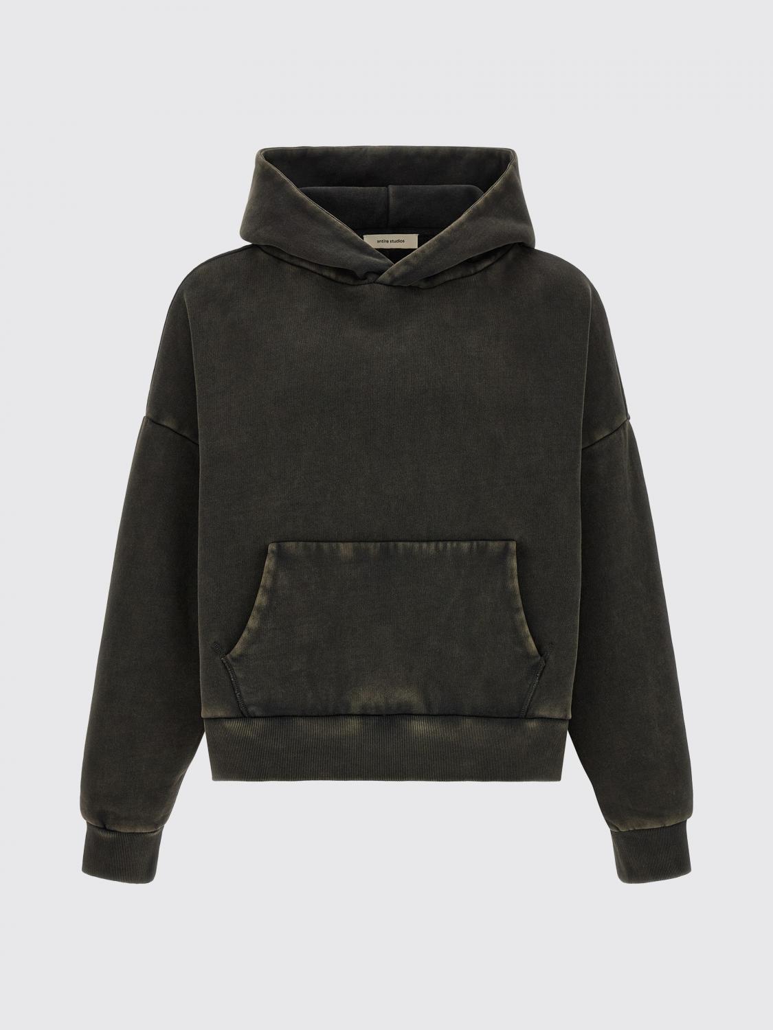 ENTIRE STUDIOS SWEATSHIRT: Entire Studios Cotton Hoodie with Kangaroo Pocket, Black 1 - Img 2