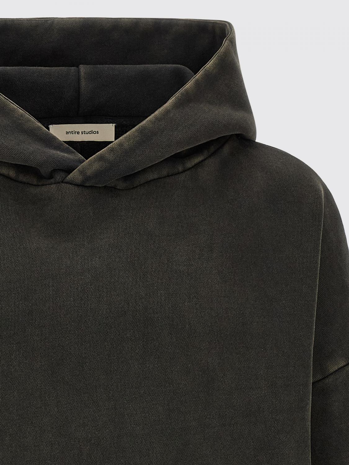 ENTIRE STUDIOS SWEATSHIRT: Entire Studios Cotton Hoodie with Kangaroo Pocket, Black 1 - Img 4