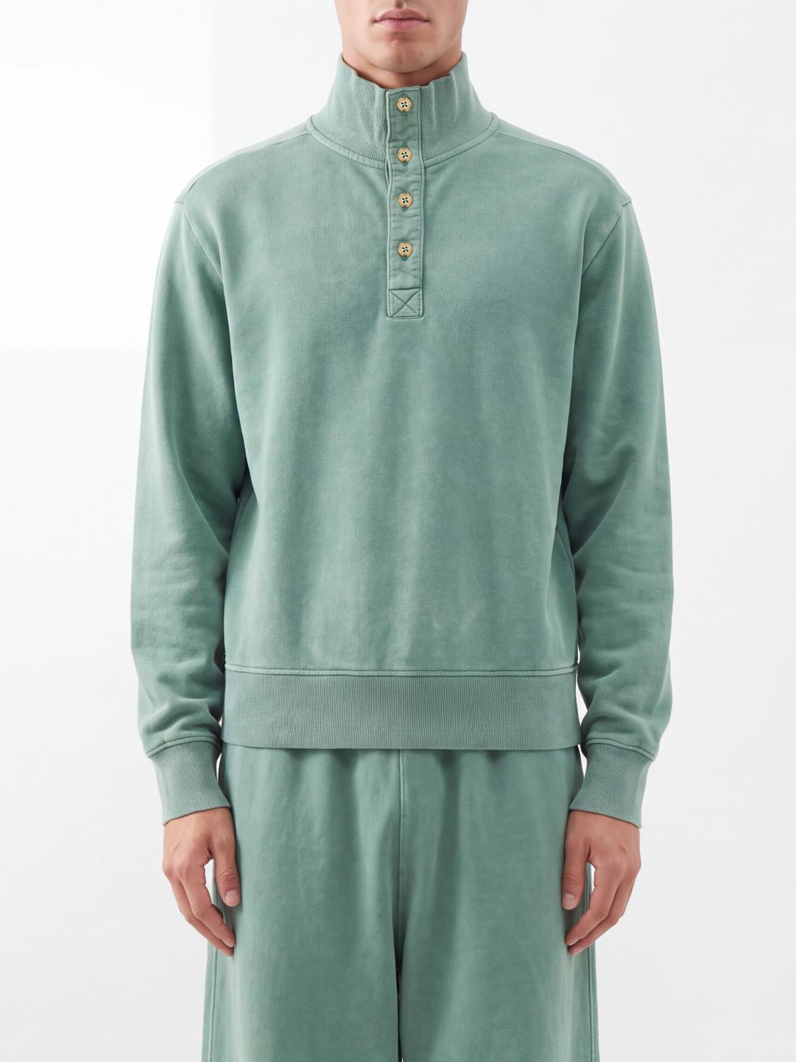 ENTIRE STUDIOS SWEATSHIRT: Crewneck Cotton Sweatshirt with Partial Buttoning ENTIRE STUDIOS, Green - Img 1