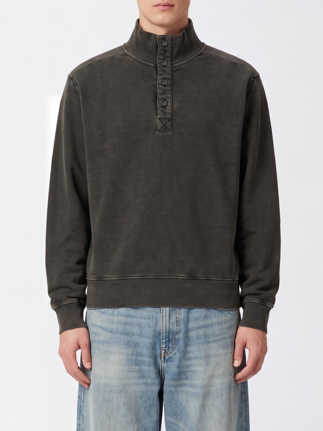 ENTIRE STUDIOS SWEATSHIRT: Crewneck Cotton Sweatshirt with Partial Buttoning ENTIRE STUDIOS, Black 1 - Img 1