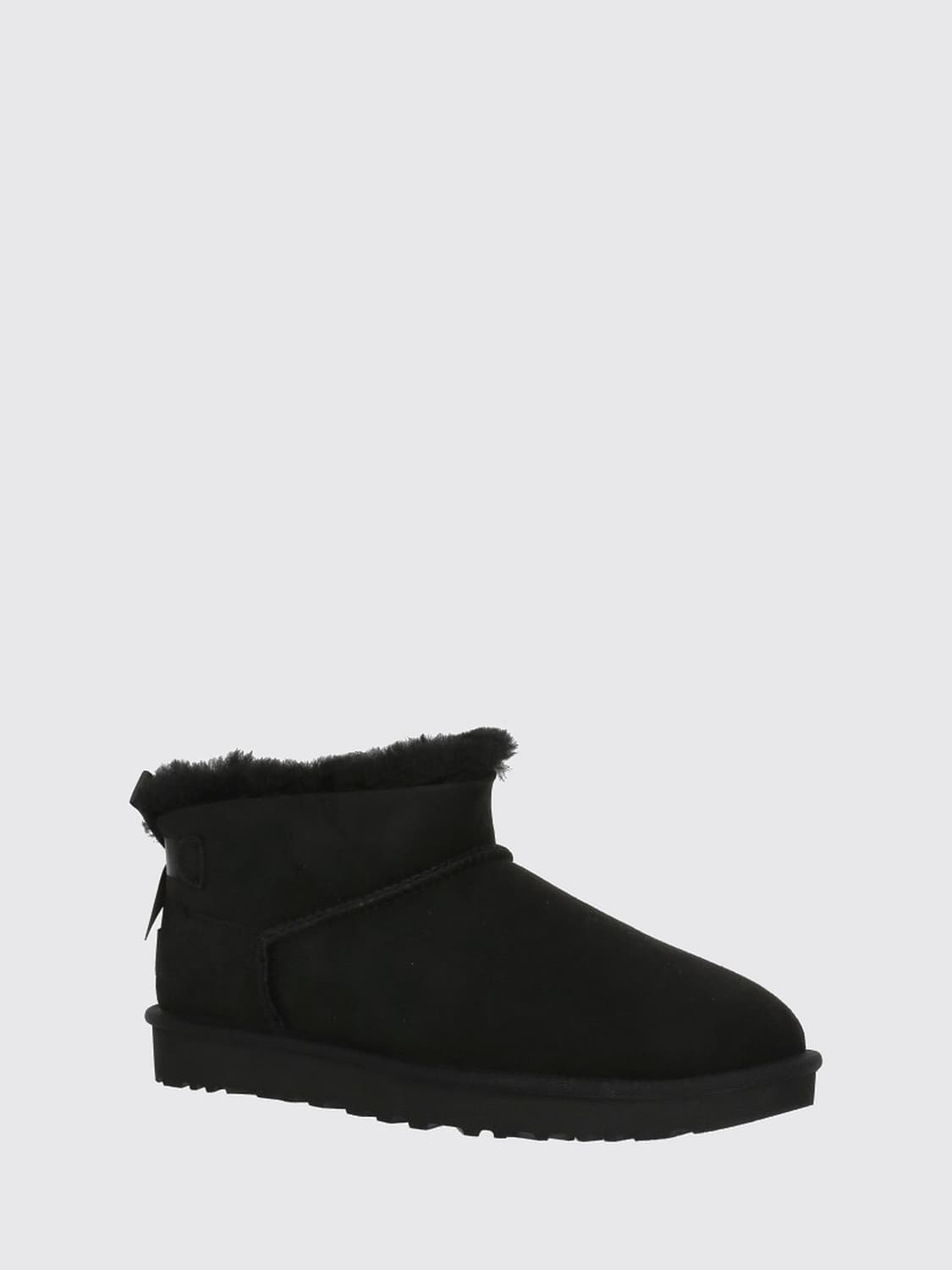 UGG BOOTS: UGG Ultra Mini Bailey Bow Suede Boots, Black - Img 2