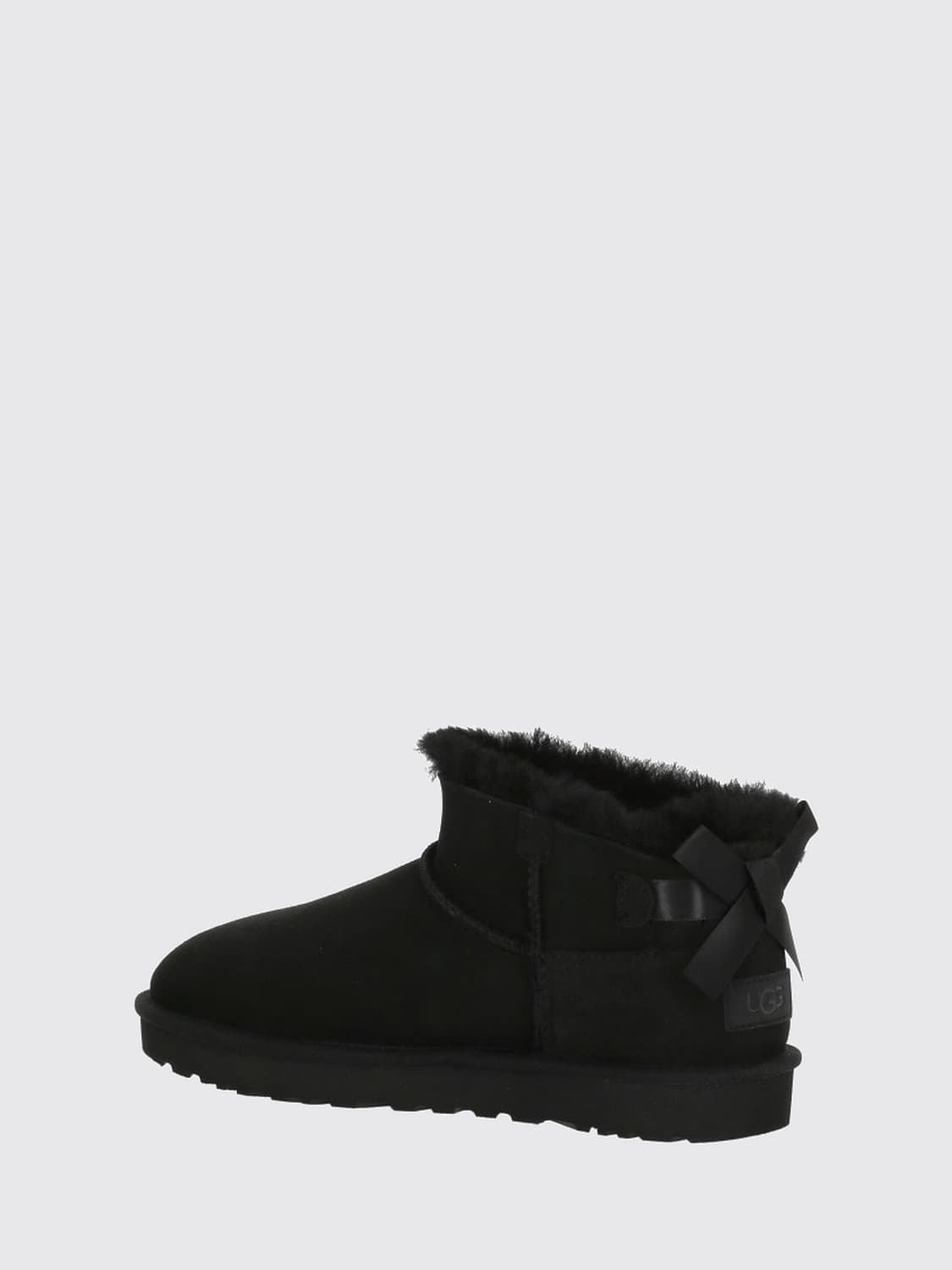 UGG BOOTS: UGG Ultra Mini Bailey Bow Suede Boots, Black - Img 3