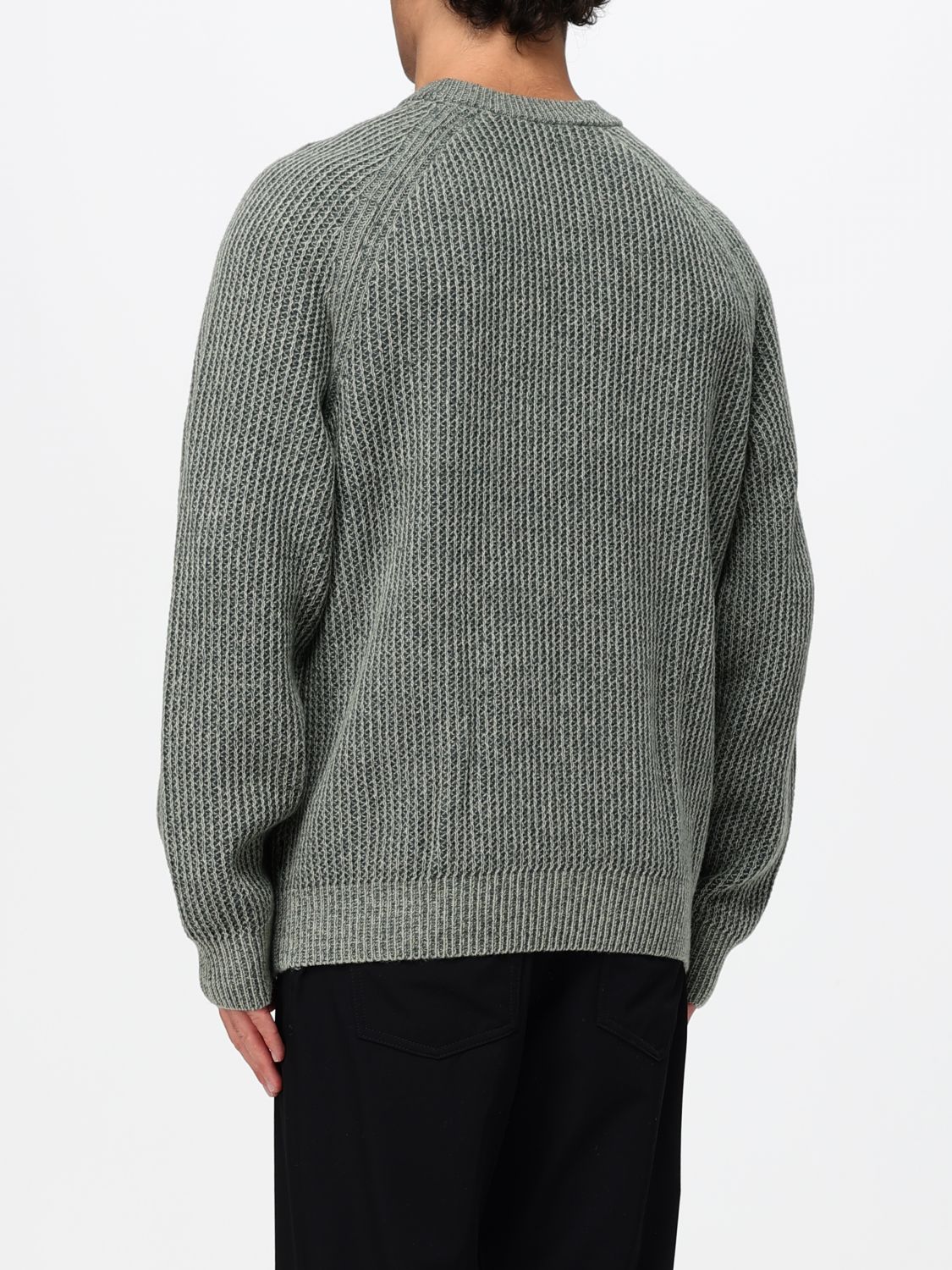 BOSS SWEATER: Relaxed Fit Virgin Wool Blend Crew Neck Jumper BOSS with Ribbed Trims, Green - Img 2