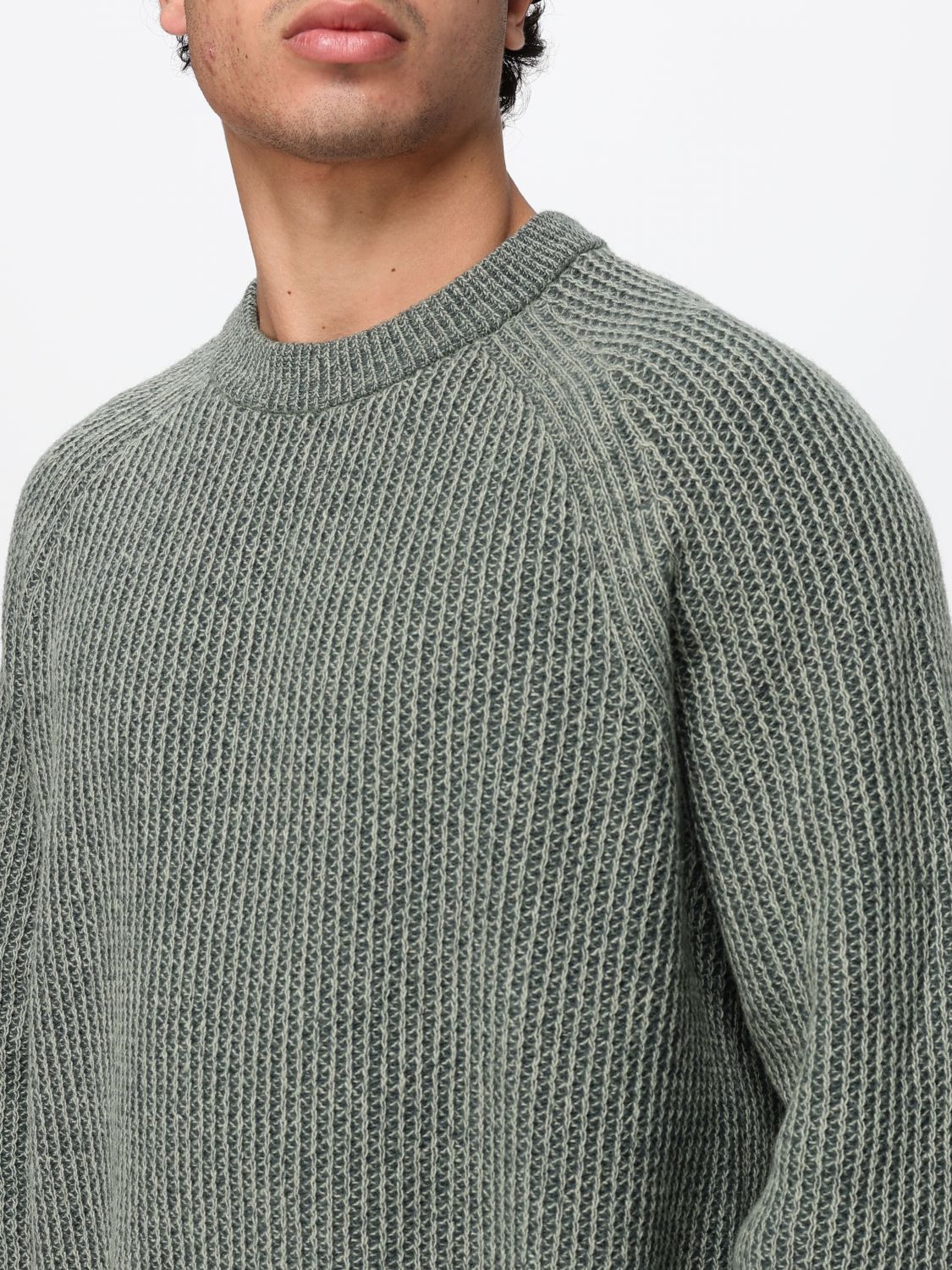 BOSS SWEATER: Relaxed Fit Virgin Wool Blend Crew Neck Jumper BOSS with Ribbed Trims, Green - Img 3