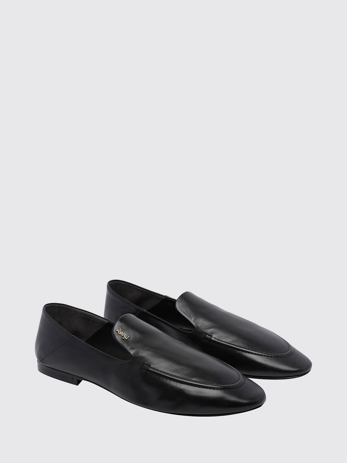 SAINT LAURENT MOCASSINI: Mocassini Alain Saint Laurent in pelle di vitello liscia con monogramma YSL, Marrone - Img 2
