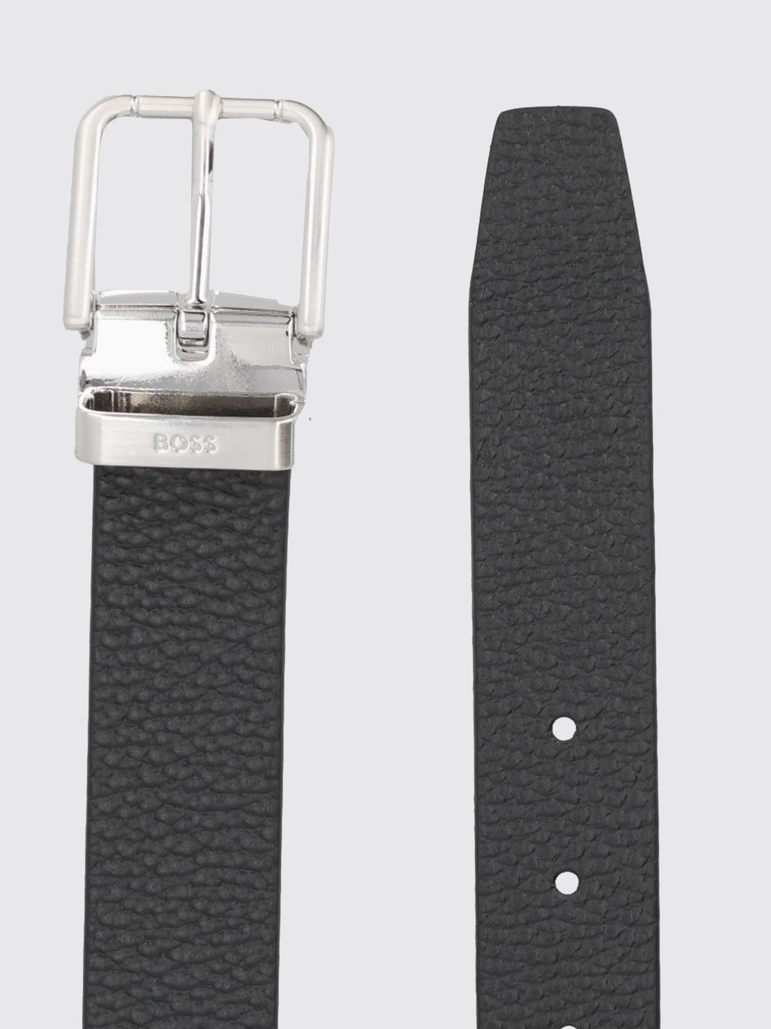 BOSS CINTURA: Cintura reversibile BOSS in pelle martellata con fibbia ad ardiglione, Nero 1 - Img 2
