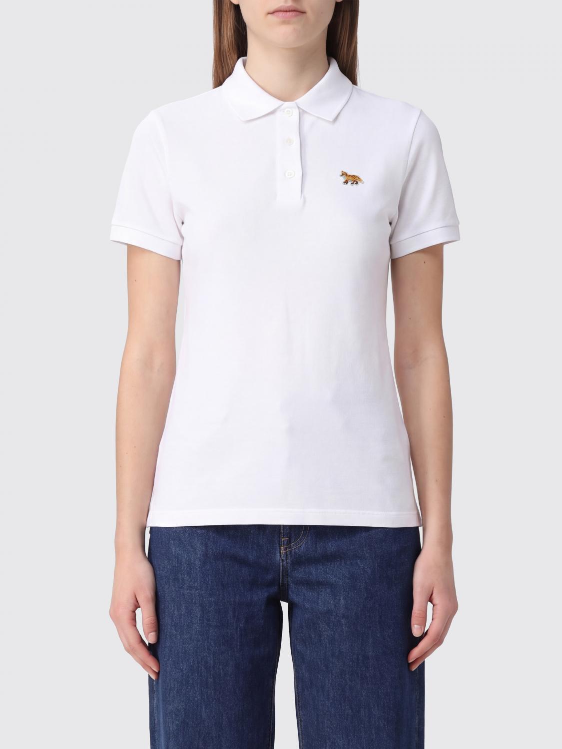 MAISON KITSUNÉ POLO: Polo Maison Kitsuné de algodón orgánico con parche del logo Chillax Fox, Blanco - Img 1