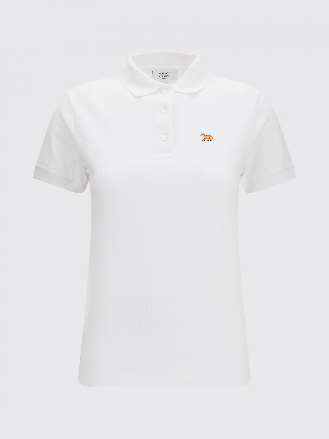 MAISON KITSUNÉ POLO: Polo Maison Kitsuné de algodón orgánico con parche del logo Chillax Fox, Blanco - Img 2