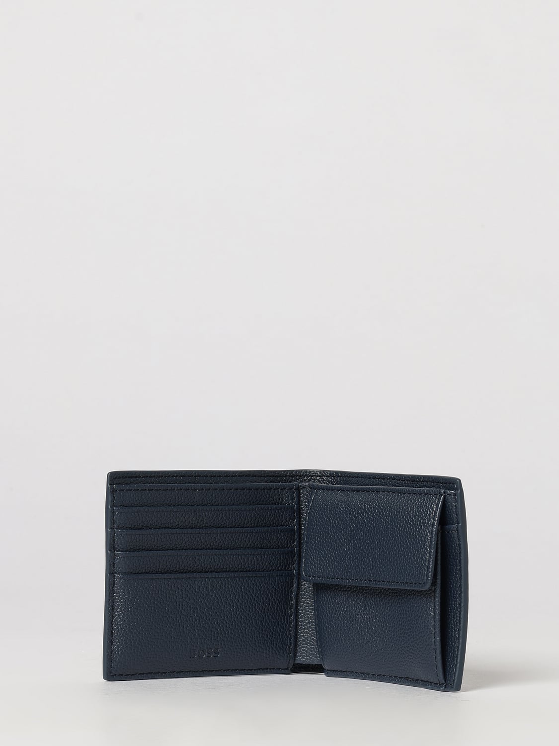 BOSS WALLET: Boss Grained Faux Leather Horizontal Wallet with Coin Pocket, Blue - Img 2