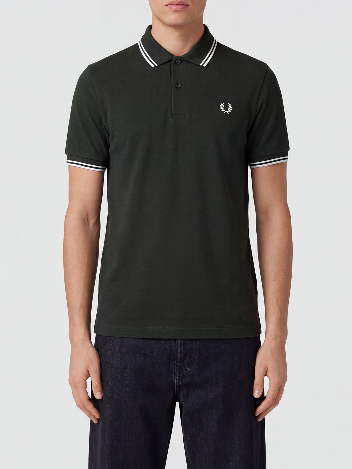 FRED PERRY POLO: Polo de manga corta Fred Perry de algodón con logo bordado y ribetes en contraste, Verde - Img 1