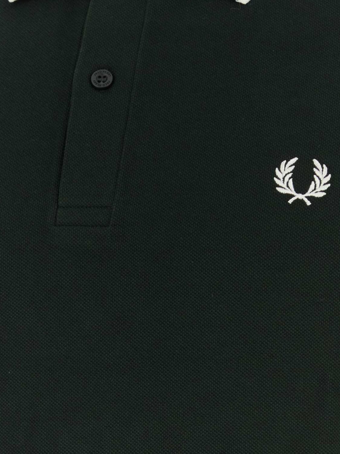 FRED PERRY POLO: Polo de manga corta Fred Perry de algodón con logo bordado y ribetes en contraste, Verde - Img 4