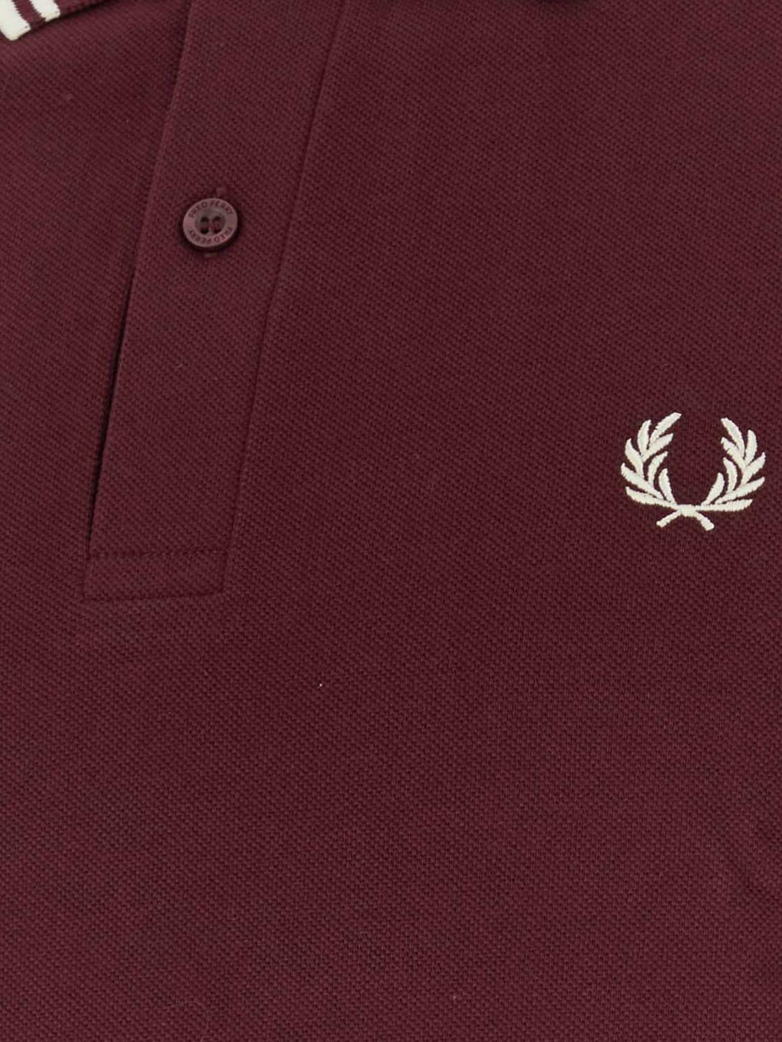 FRED PERRY POLO: Polo de manga corta Fred Perry de algodón con logo bordado y ribetes en contraste, Sangría - Img 4