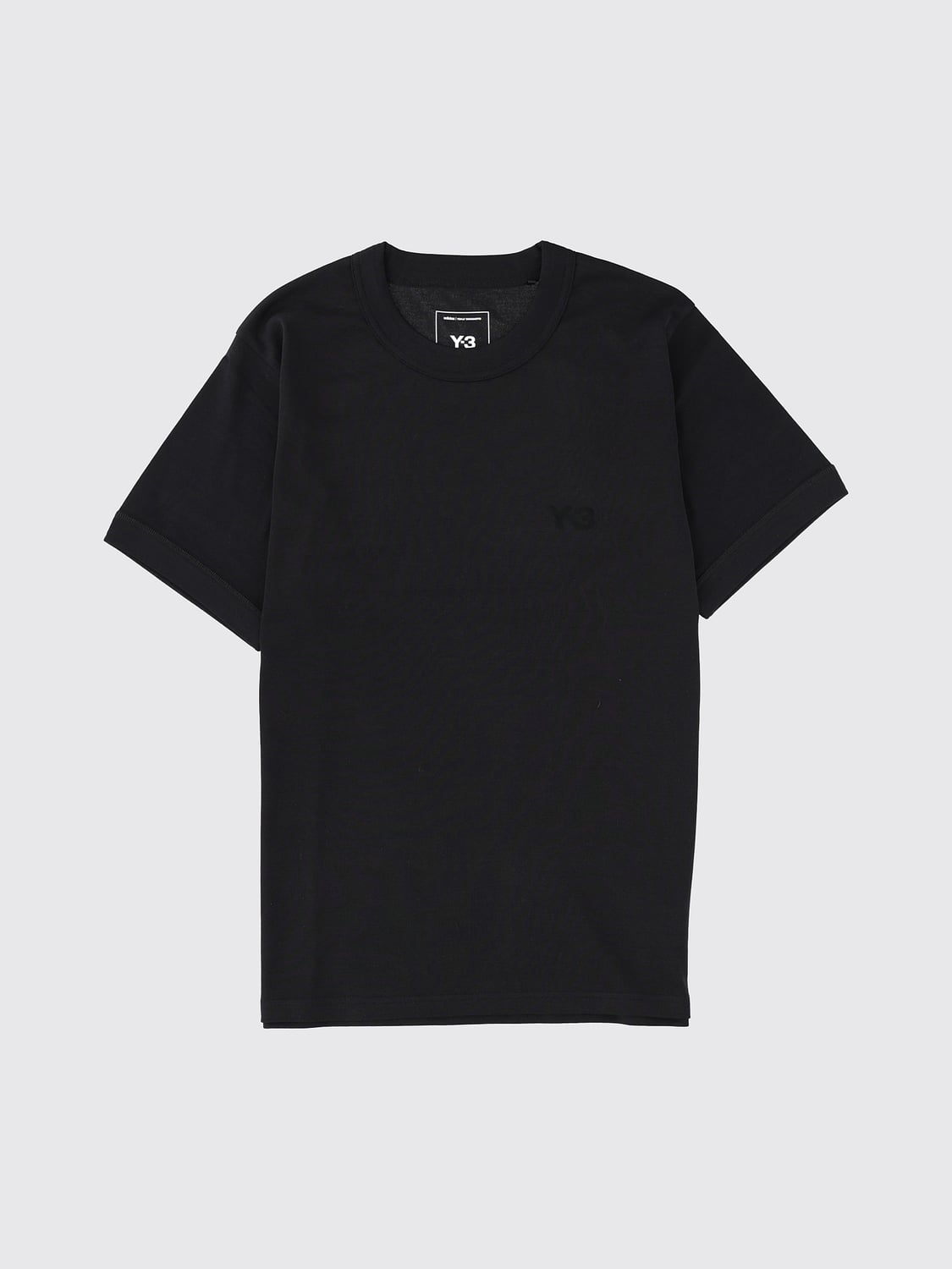 Y-3 T-SHIRT: T-shirt girocollo Y-3 in cotone con logo tono su tono, Nero - Img 2