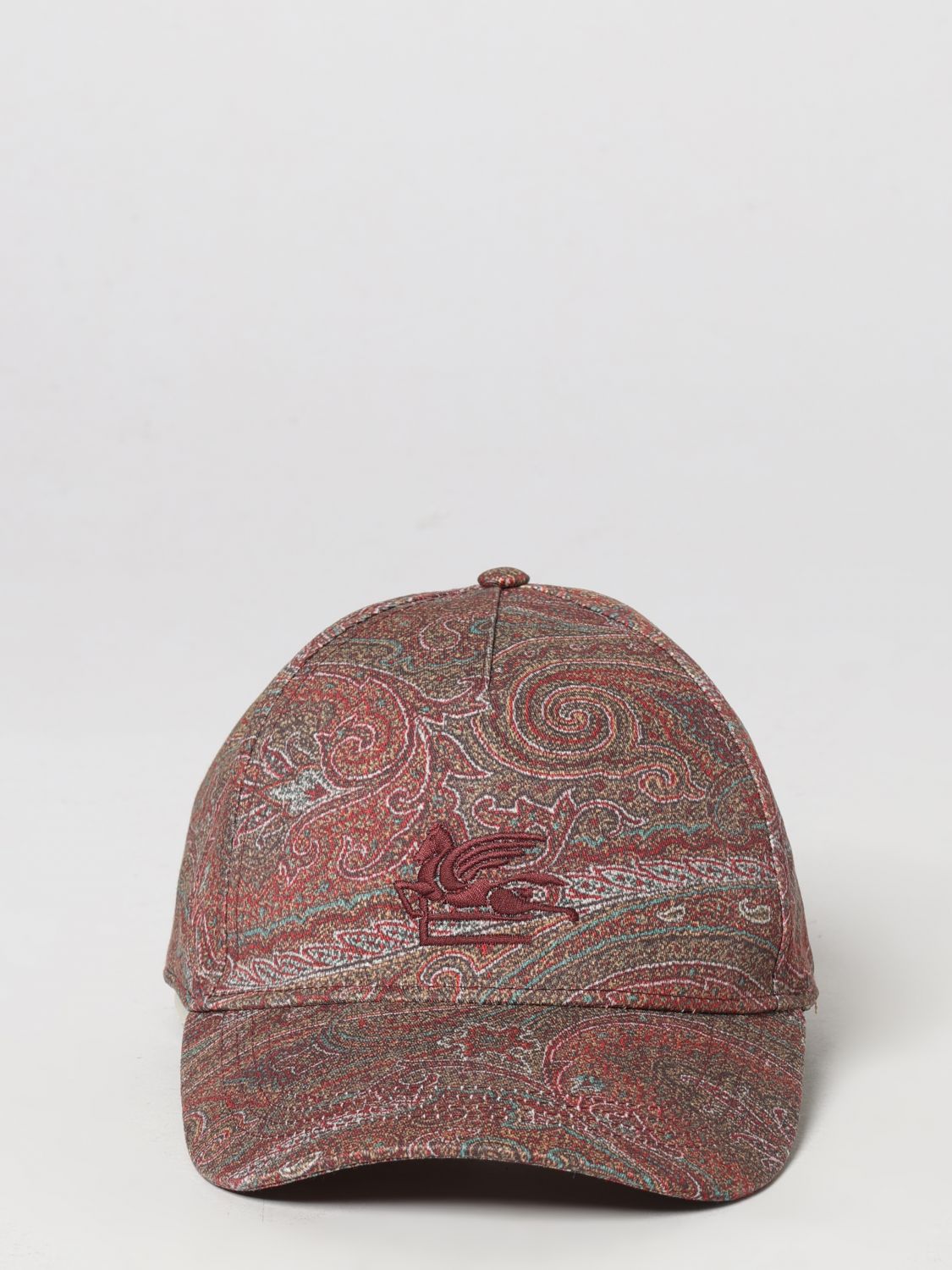 ETRO HAT: Cotton Baseball Cap Etro with Paisley Print and Embroidered Pegaso Logo, Grey - Img 2