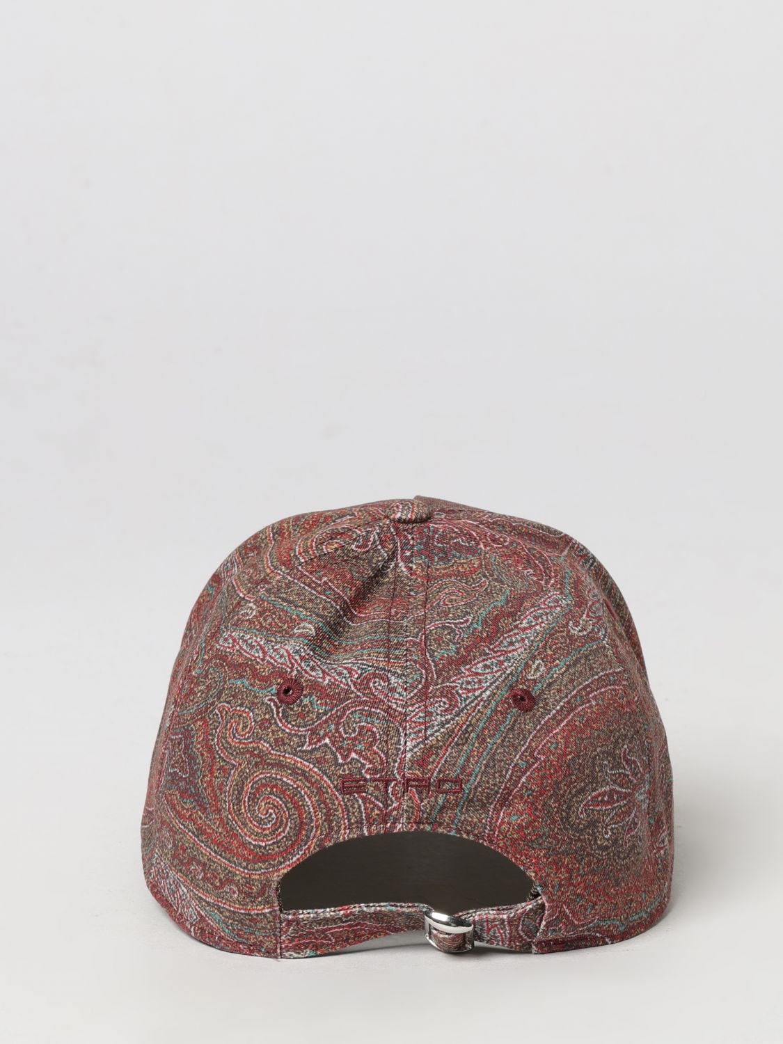 ETRO HAT: Cotton Baseball Cap Etro with Paisley Print and Embroidered Pegaso Logo, Grey - Img 3