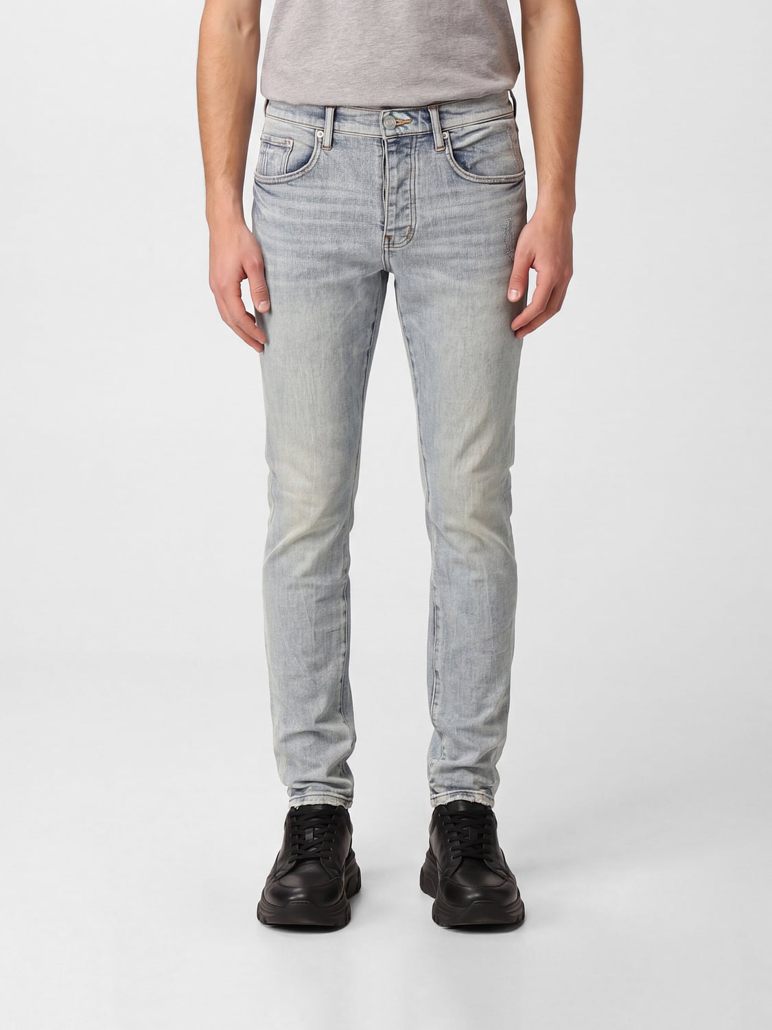 PURPLE JEANS: Slim-Fit Purple Skinny Jeans in Cotton Denim, Denim - Img 1