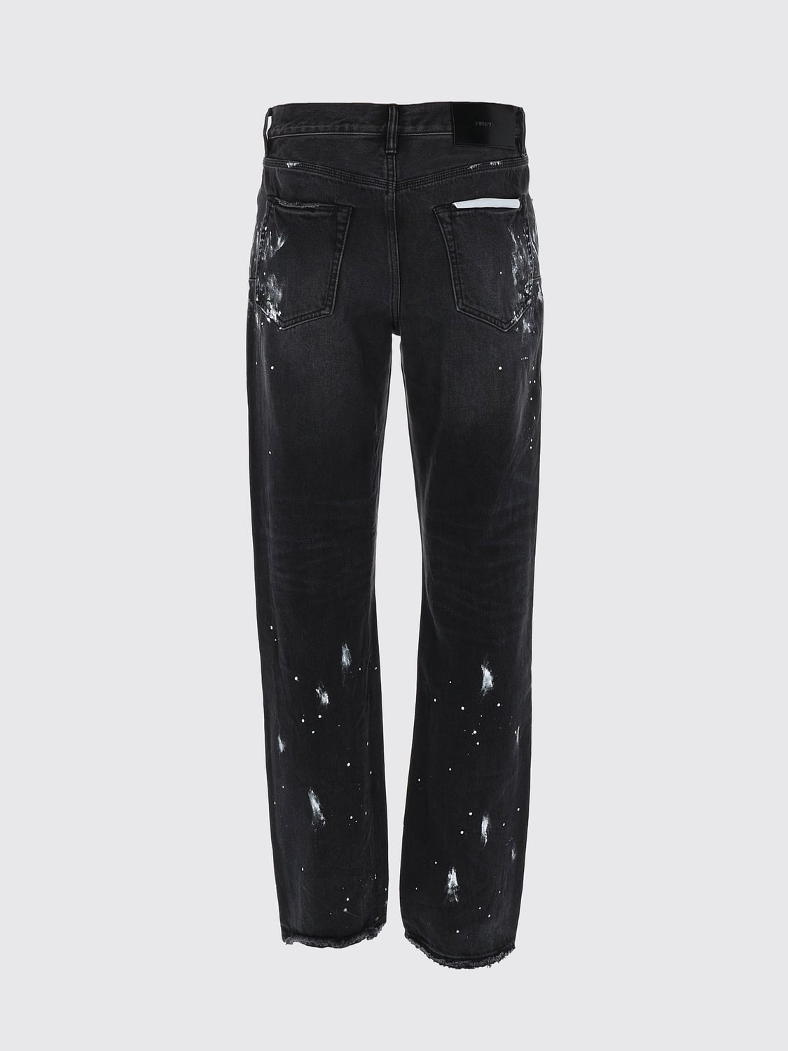PURPLE JEANS: Wide-Leg Purple Denim Jeans with Abstract Print and Distressed Finish, Black - Img 3