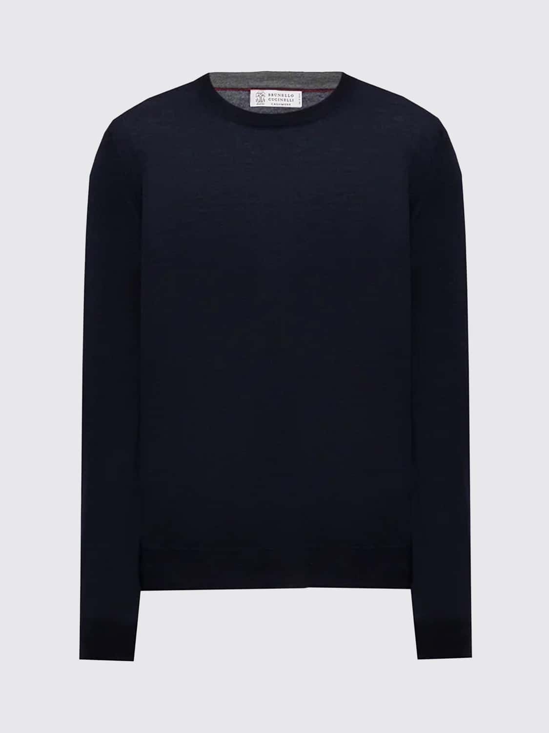 BRUNELLO CUCINELLI SWEATER: Brunello Cucinelli Pure Virgin Wool Crewneck Jumper with Long Sleeves, Blue - Img 2