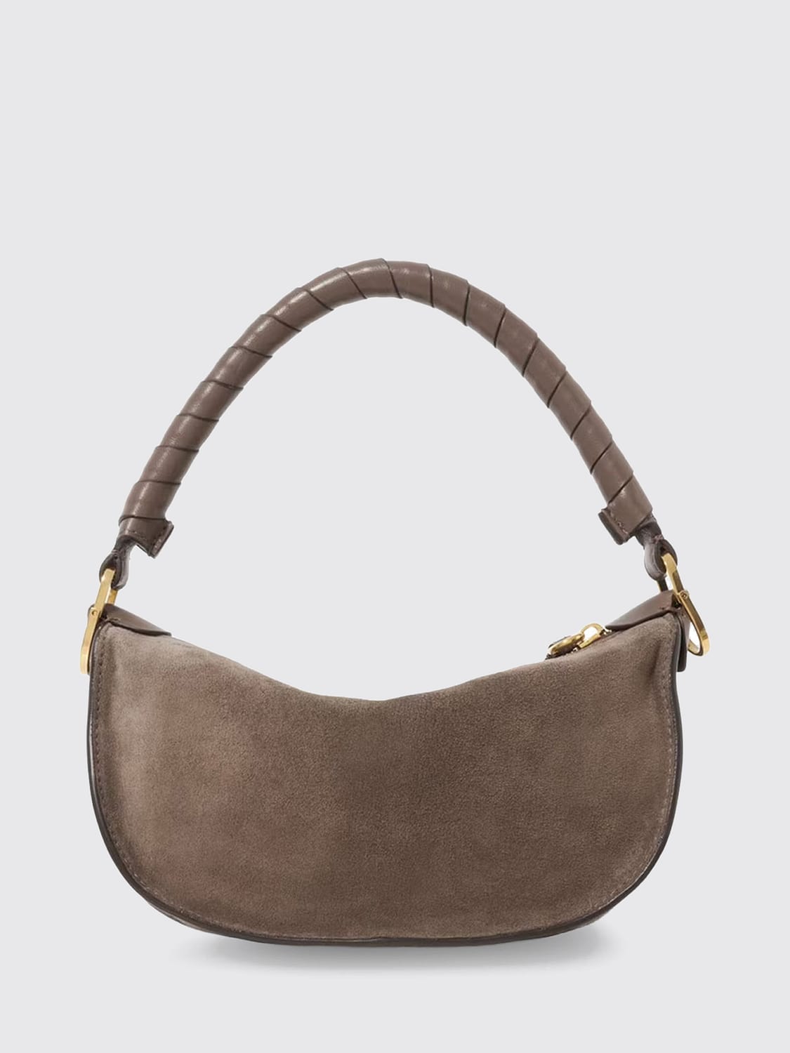 CHLOÉ BORSA A MANO: Mini borsa a mano Chloé in pelle e camoscio con manico intrecciato, Grigio - Img 2