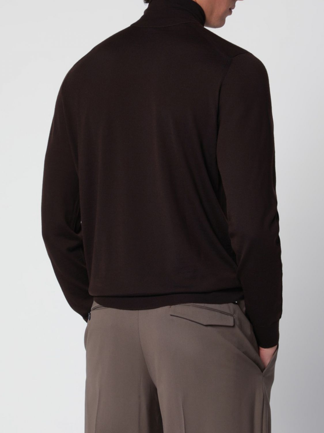 DRUMOHR SWEATER: Turtleneck Jumper Drumohr in a Fine Wool Blend with Ribbed Trims, Brown - Img 2