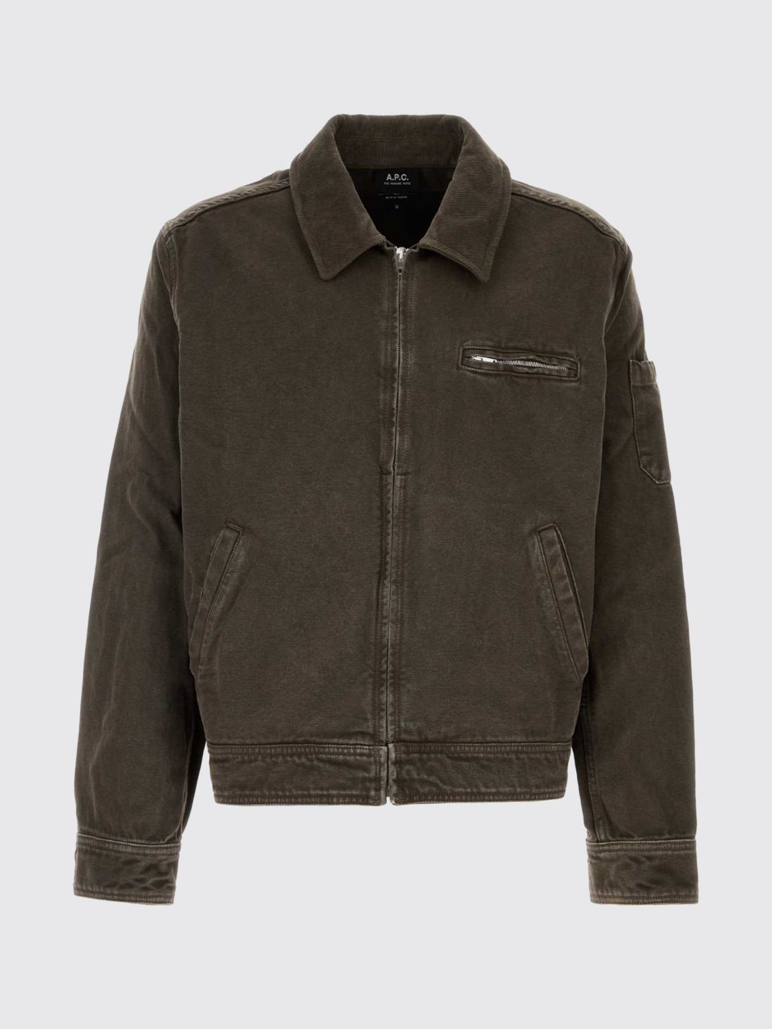 A.P.C. JACKET: A.P.C. Cotton Zip-Up Overshirt, Brown - Img 2