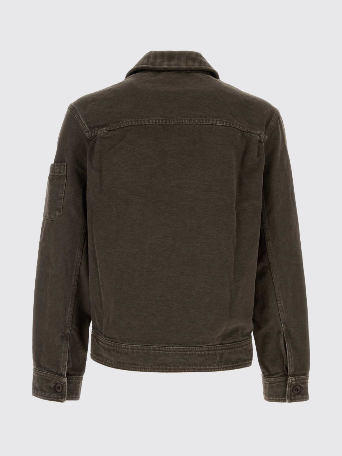 A.P.C. JACKET: A.P.C. Cotton Zip-Up Overshirt, Brown - Img 3