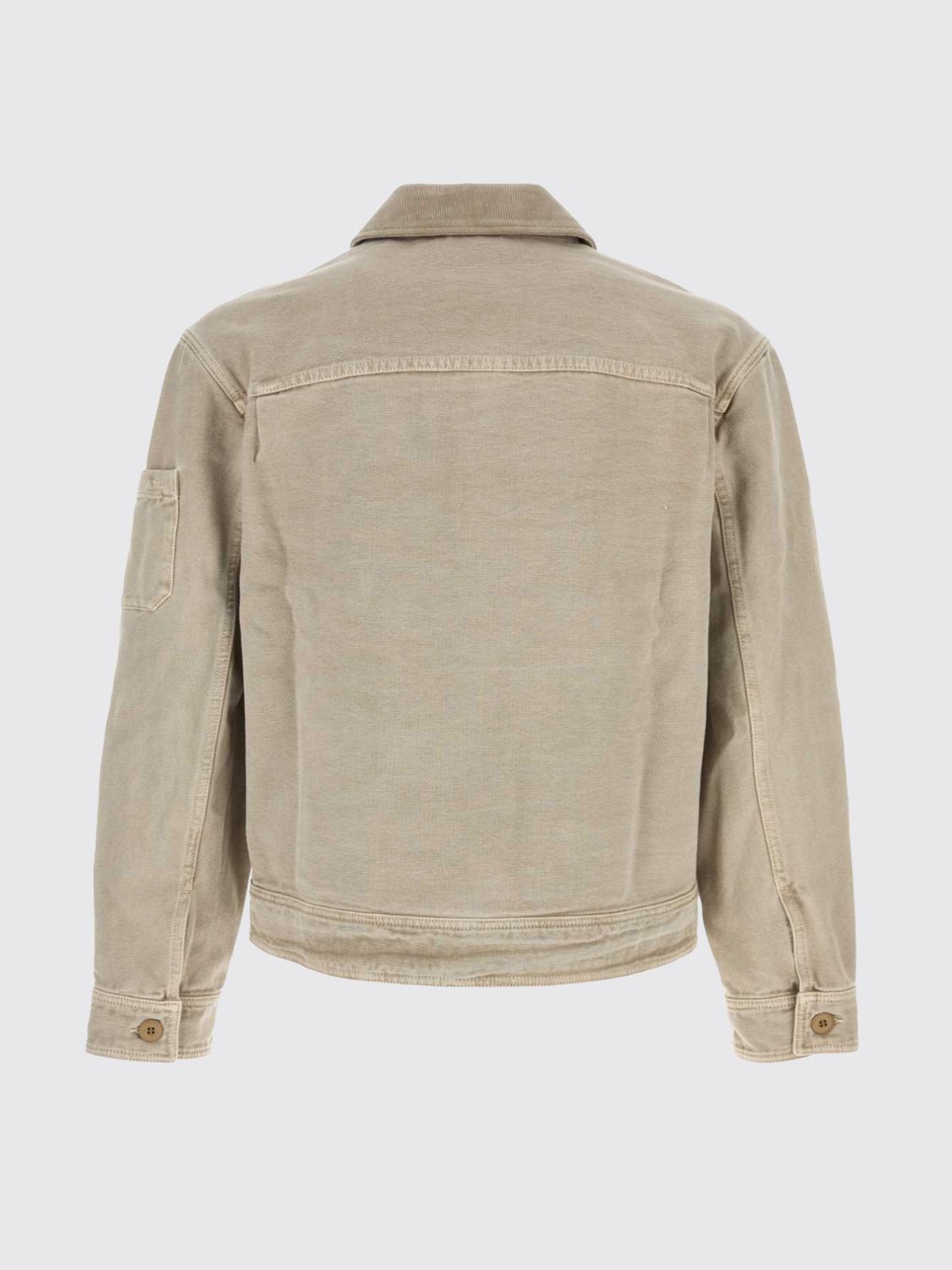 A.P.C. JACKET: A.P.C. Cotton Zip-Up Overshirt, Mastic - Img 3