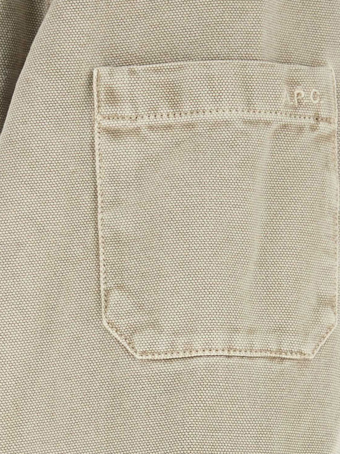 A.P.C. JACKET: A.P.C. Cotton Zip-Up Overshirt, Mastic - Img 4