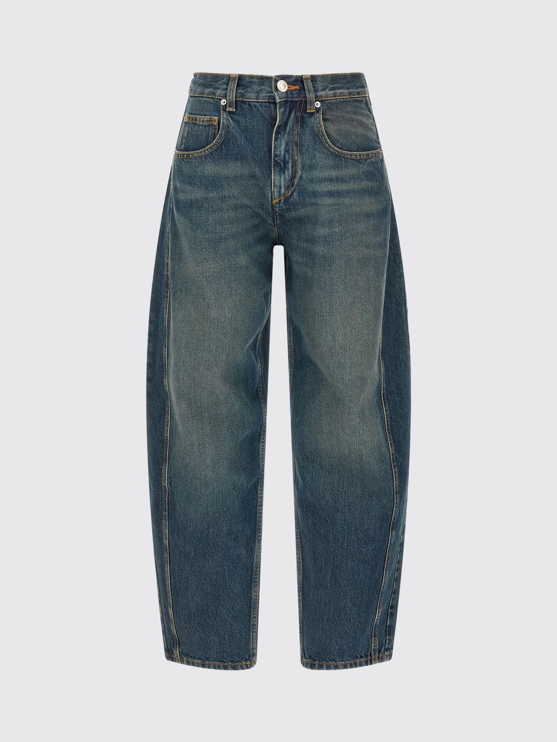 ISABEL MARANT ETOILE VAQUEROS: Vaqueros anchos de talle alto Oriane de Isabel Marant Etoile en denim de algodón, Azul Oscuro - Img 2